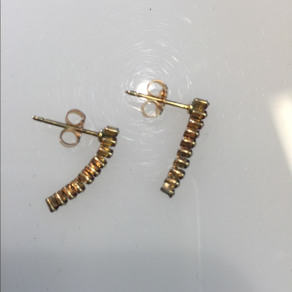 14k Ruby Dangle - Hinge Post Earrings - image 3